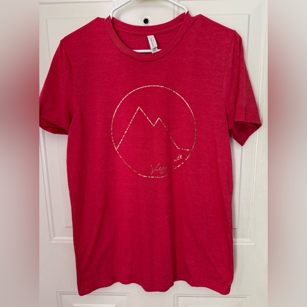 Lively Faith Co Vibrant Red Mountain Graphic Tee, Size Medium